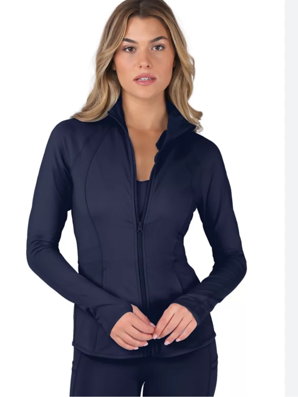 Yogalicious Navy Luxe Full Zip-Up Active Jacket